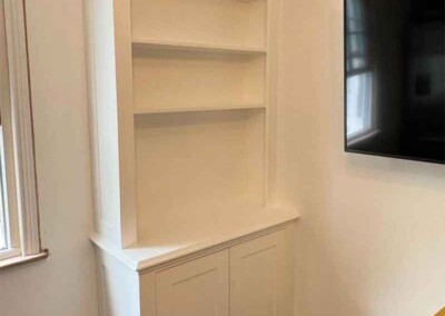 bespoke shelf unit sprayed in white 10%