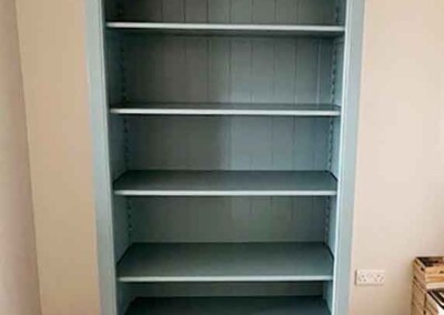shelf unit resprayed in Neptune Aqua