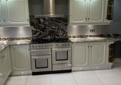 Vertical image of oak kitchen after respray