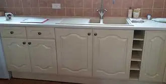 resprayed kitchen base units in situ at client's home.