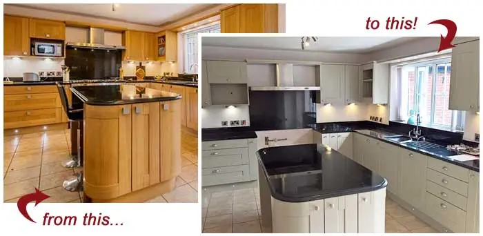 hp2-from-this-to-this before and after a kitchen respray - from this to this!